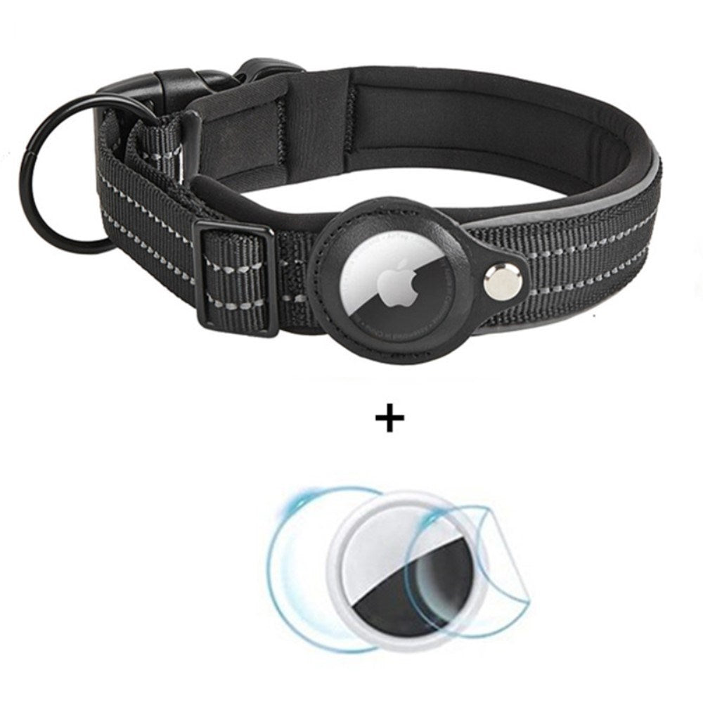Halsbånd til Hunde med Holder til AirTag 1. & 2. Gen. - Str. L (43-50 cm) - Sort
