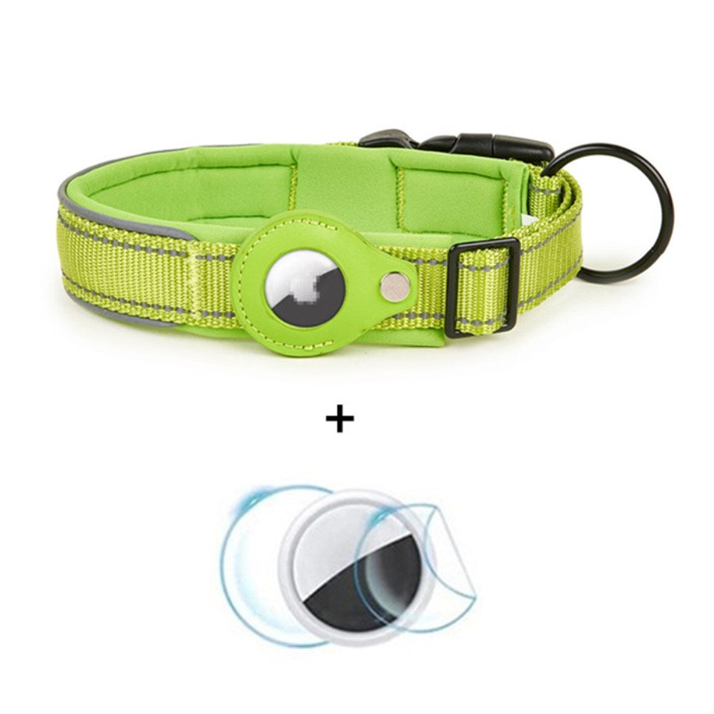 Halsbånd til Hunde med Holder til AirTag 1. & 2. Gen. - Str. L (43-50 cm) - Grøn