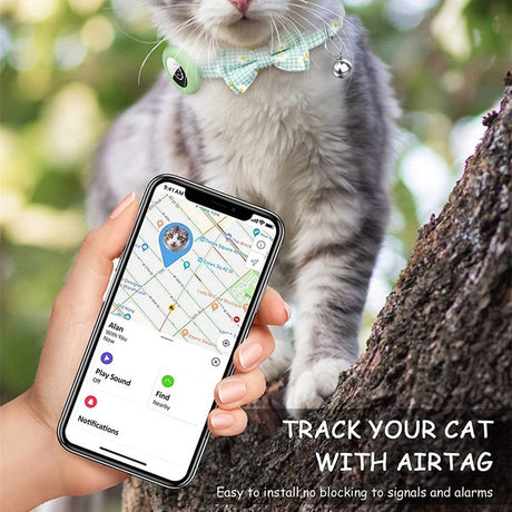Kattehalsbånd med AirTag 1. & 2. Gen. Silikone Etui & Klokke - Grøn