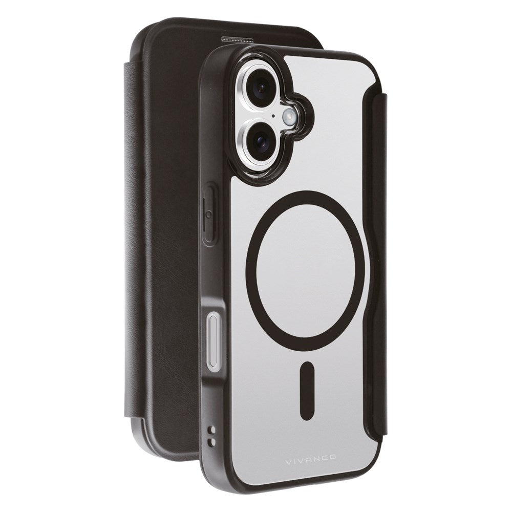 iPhone 16 Vivanco Classic Wallet Flip Cover m. Pung - MagSafe Kompatibel - Sort