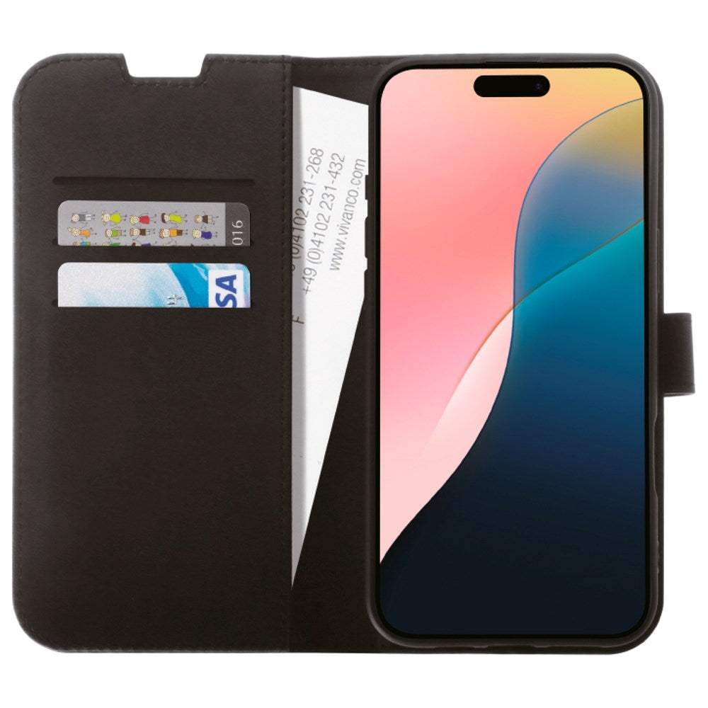 iPhone 16 Vivanco Classic Wallet Flip Cover m. Pung - Sort