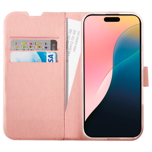 iPhone 16 Vivanco Classic Wallet Flip Cover m. Pung - Rose Gold