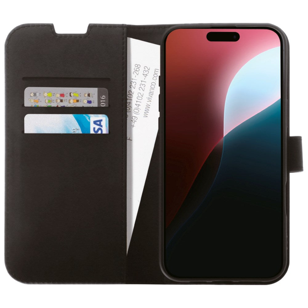 iPhone 16 Pro Vivanco Classic Wallet Flip Cover m. Pung - Sort