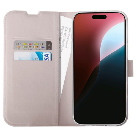 iPhone 16 Pro Vivanco Classic Wallet Flip Cover m. Pung - Greige
