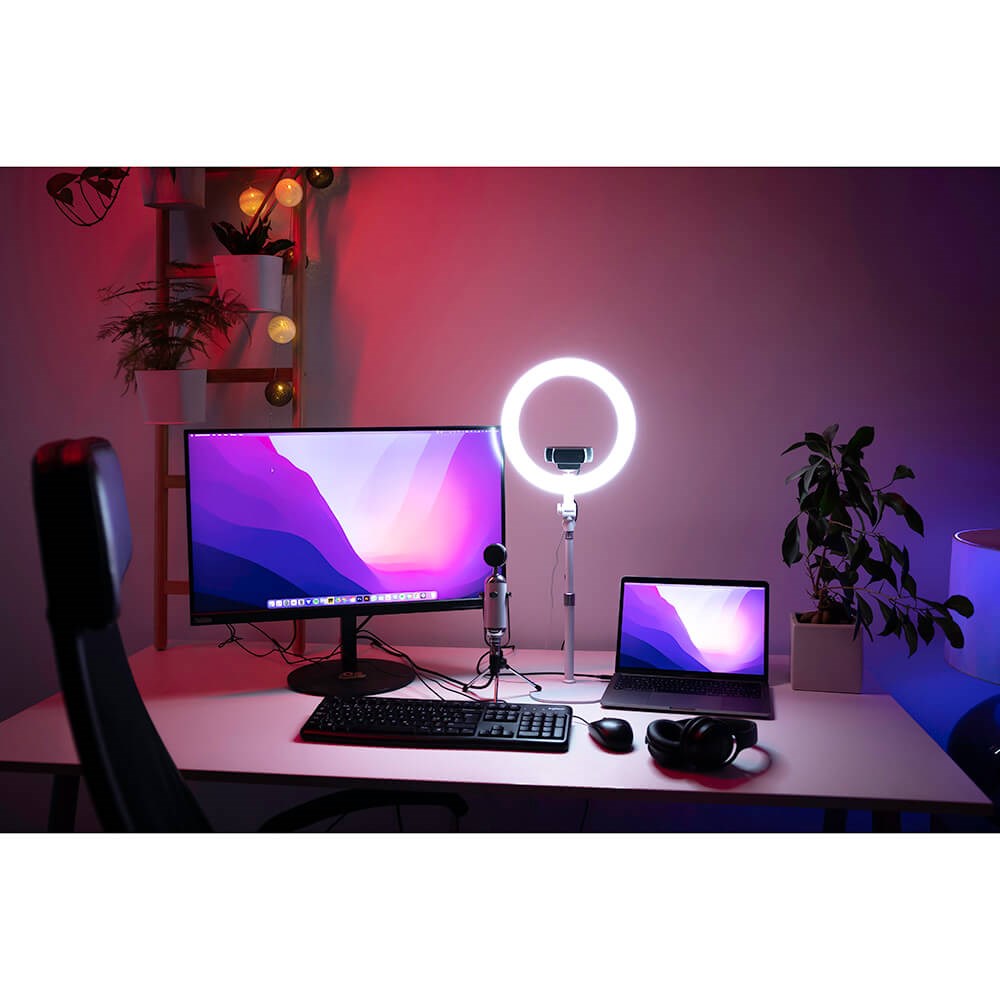 KODAK LED Ring Light Bord Stander m. Mobilholder & Kameraholder - Hvid - (DEMO)