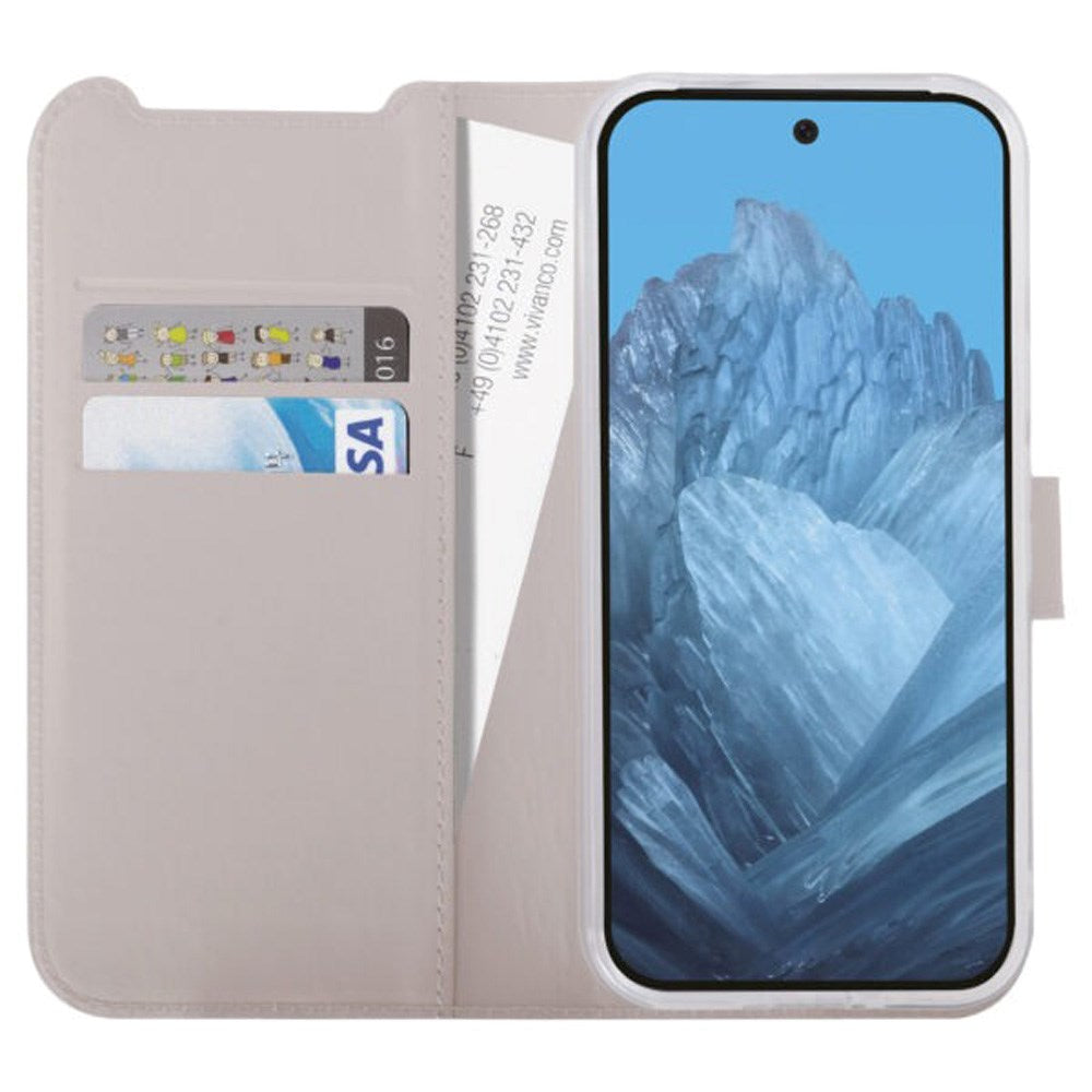 Google Pixel 9 / 9 Pro - Vivanco Classic Wallet Flip Cover m. Pung - Taupe