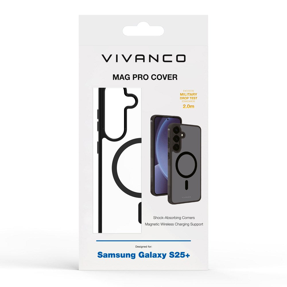 Vivanco Samsung Galaxy S25+ (Plus) Mag Pro Cover – Gennemsigtig/Sort