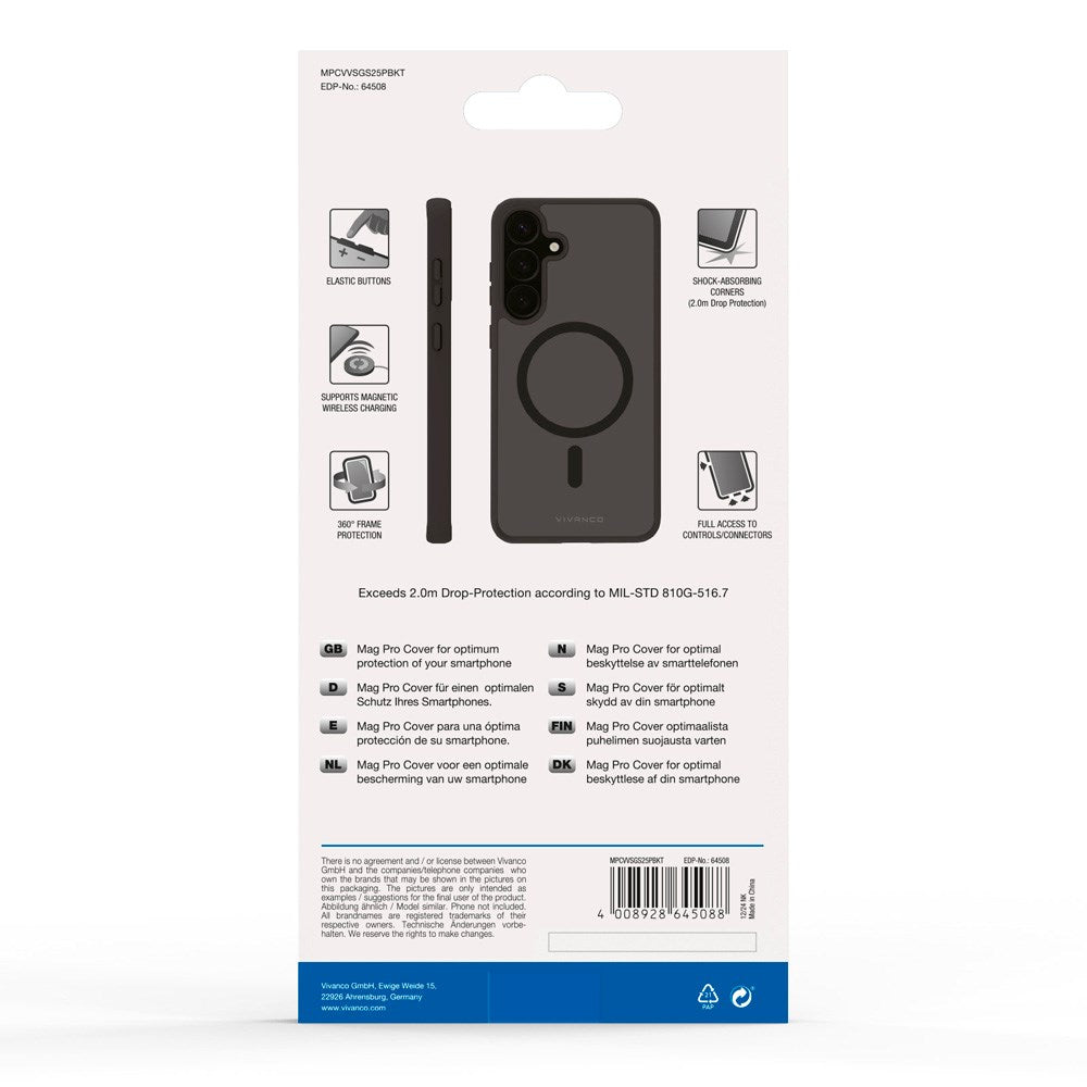 Vivanco Samsung Galaxy S25+ (Plus) Mag Pro Cover – Gennemsigtig/Sort