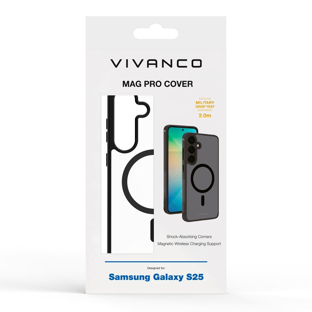 Vivanco Samsung Galaxy S25 Mag Pro Cover – Gennemsigtig/Sort