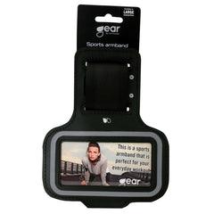 GEAR Universal Løbearmbånd m. Justerbar Velcrostop & Reflekskant (Maks. Mobil: 55 x 120mm) - Sort
