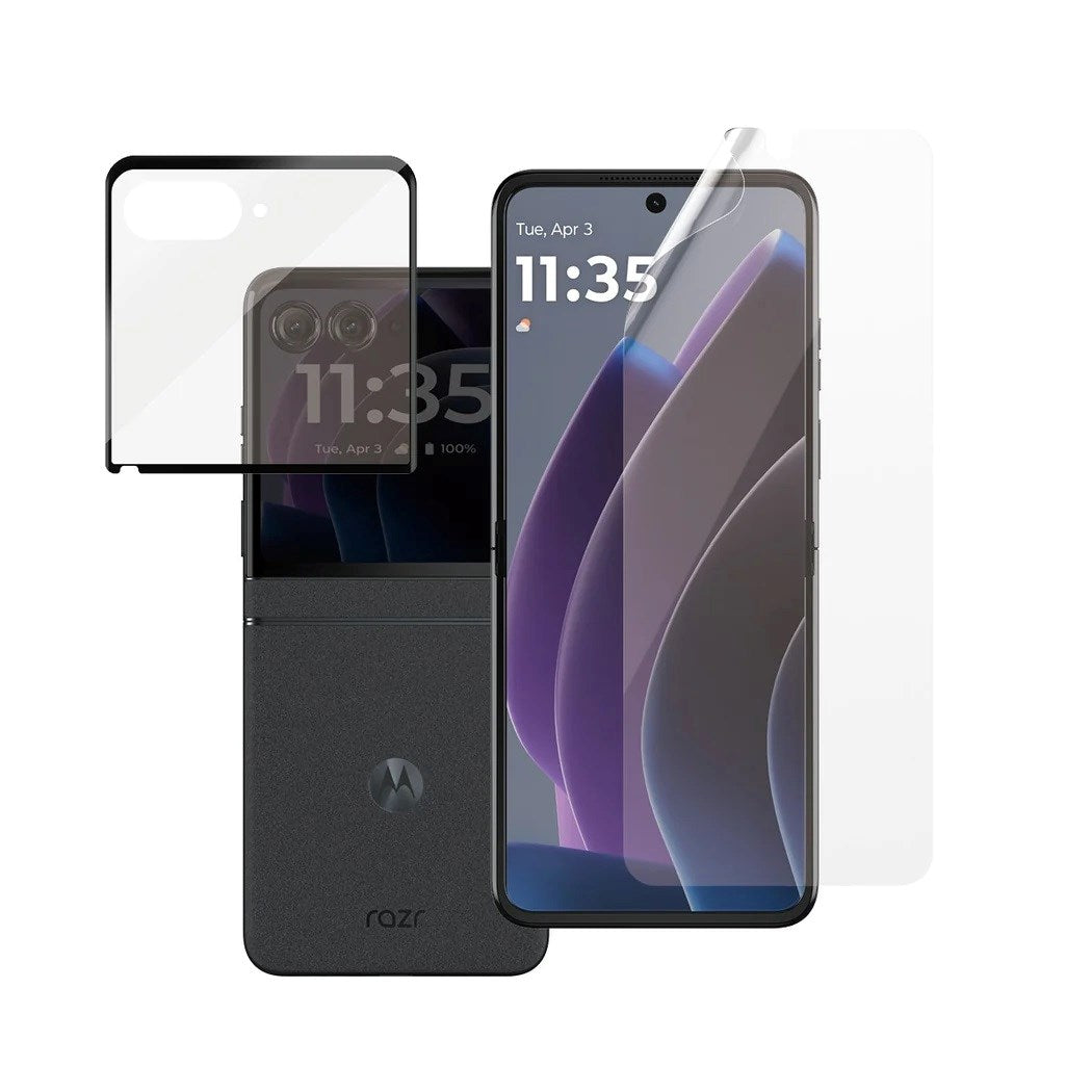 PanzerGlass 2-i-1 Skærmbeskytter i Glas & Film - Motorola Razr 50 - Gennemsigtig/Sort Kant