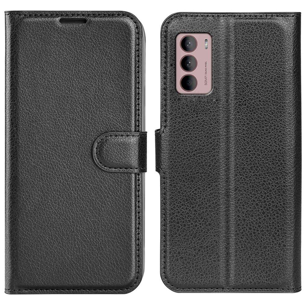 Motorola Moto G42 Litchi Læder Cover m. Pung - Sort