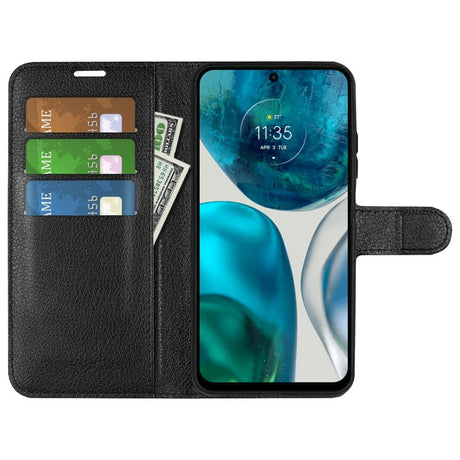 Motorola Moto G42 Litchi Læder Cover m. Pung - Sort
