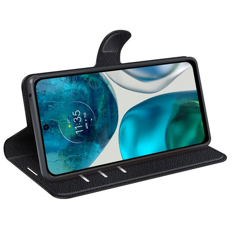 Motorola Moto G42 Litchi Læder Cover m. Pung - Sort