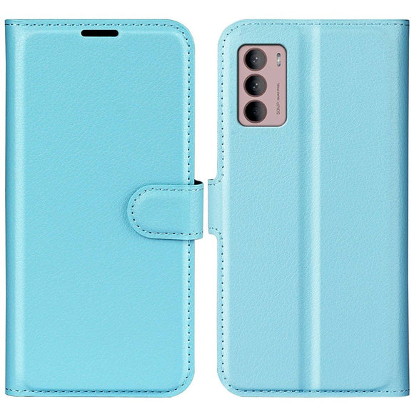 Motorola Moto G42 Litchi Læder Cover m. Pung - Blå