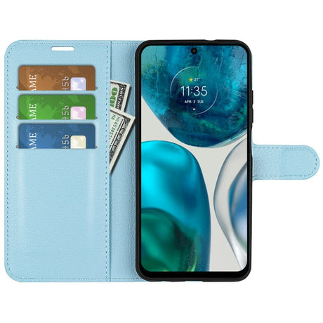 Motorola Moto G42 Litchi Læder Cover m. Pung - Blå