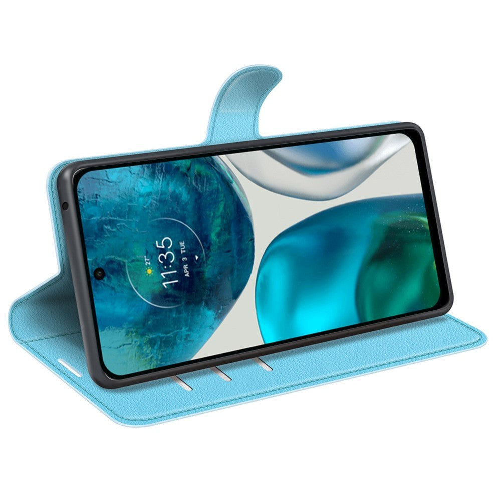 Motorola Moto G42 Litchi Læder Cover m. Pung - Blå
