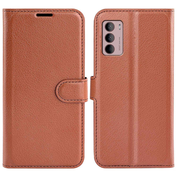 Motorola Moto G42 Litchi Læder Cover m. Pung - Brun