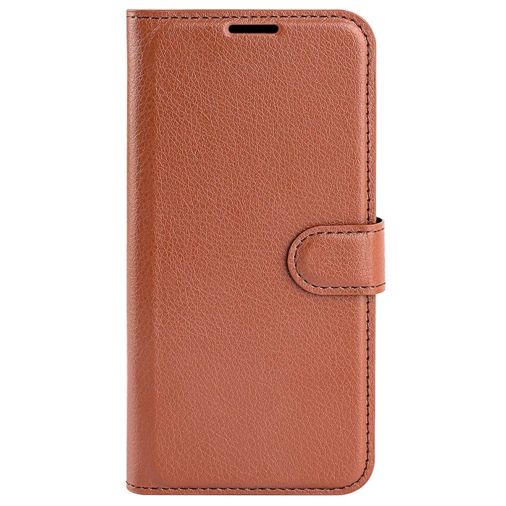 Motorola Moto G42 Litchi Læder Cover m. Pung - Brun
