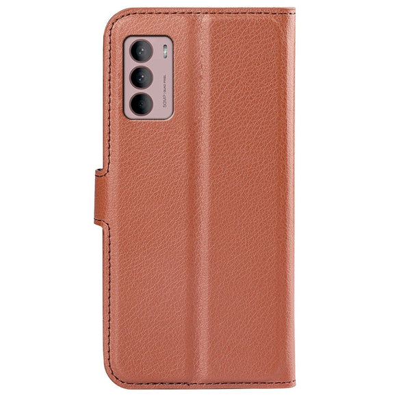 Motorola Moto G42 Litchi Læder Cover m. Pung - Brun