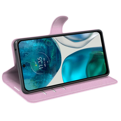 Motorola Moto G42 Litchi Læder Cover m. Pung - Lyserød