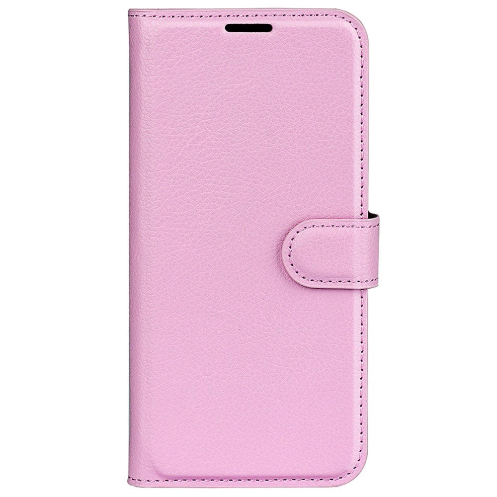 Motorola Moto G42 Litchi Læder Cover m. Pung - Lyserød