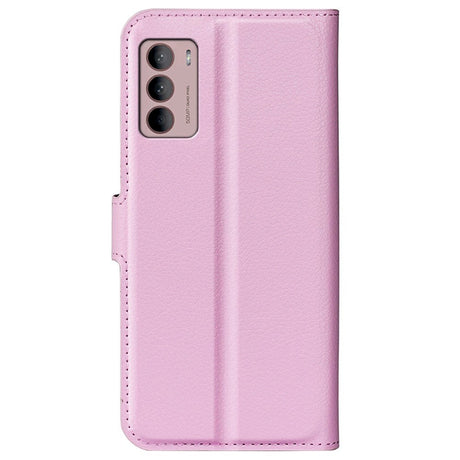 Motorola Moto G42 Litchi Læder Cover m. Pung - Lyserød