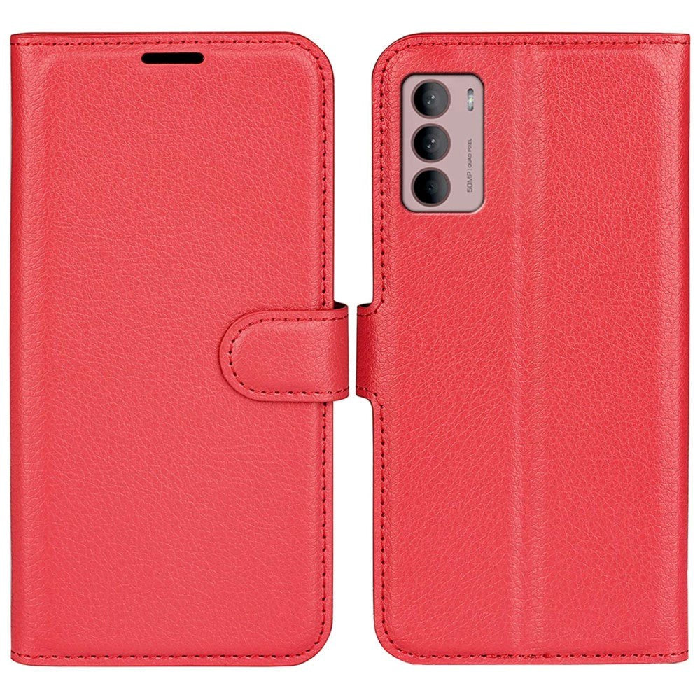 Motorola Moto G42 Litchi Læder Cover m. Pung - Rød