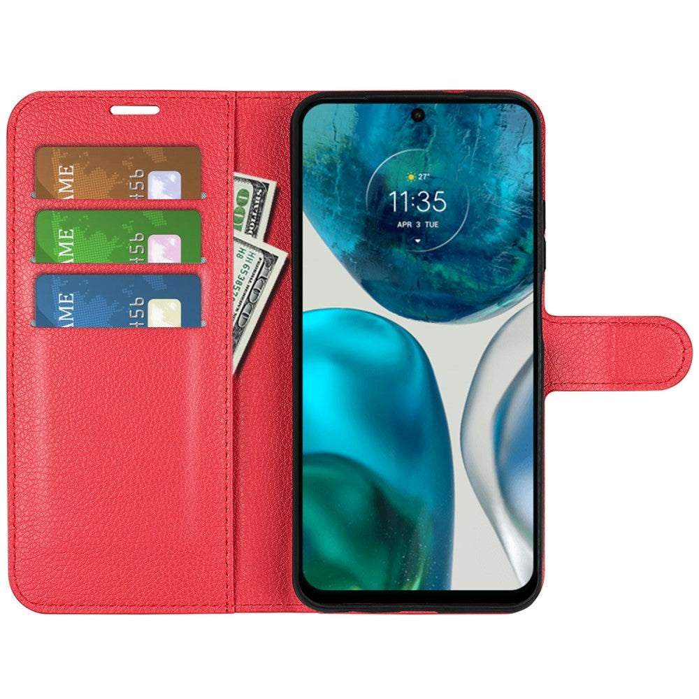 Motorola Moto G42 Litchi Læder Cover m. Pung - Rød