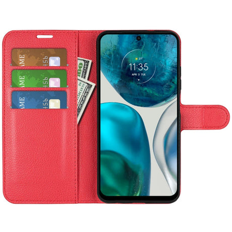 Motorola Moto G42 Litchi Læder Cover m. Pung - Rød