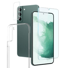 NORTHJO Samsung Galaxy S22 | 3-i-1 360° Beskyttelsessæt m. Cover | Skærmbeskyttelse | Kameralinsebeskyttelse - Gennemsigtig