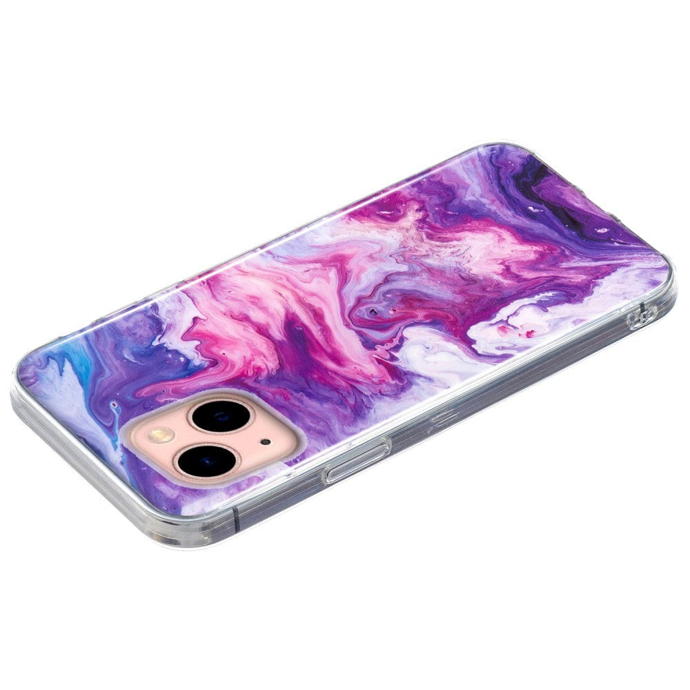 iPhone 13 Fleksibel Plastik Bagside Cover m. Marmor Print - Rød