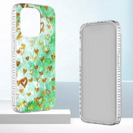 iPhone 14 Pro Fleksibelt Plast Cover - Guld Hjerter