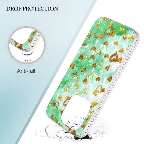 iPhone 14 Pro Fleksibelt Plast Cover - Guld Hjerter