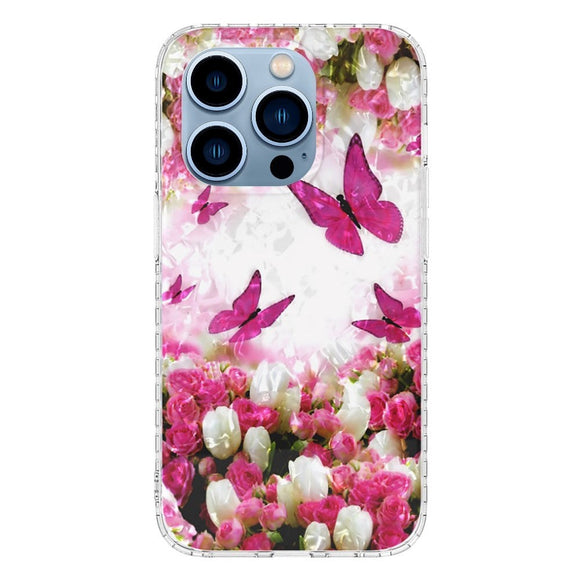 iPhone 14 Pro Fleksibel Plastik Cover - Dansende Sommerfugle