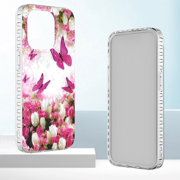 iPhone 14 Pro Fleksibel Plastik Cover - Dansende Sommerfugle