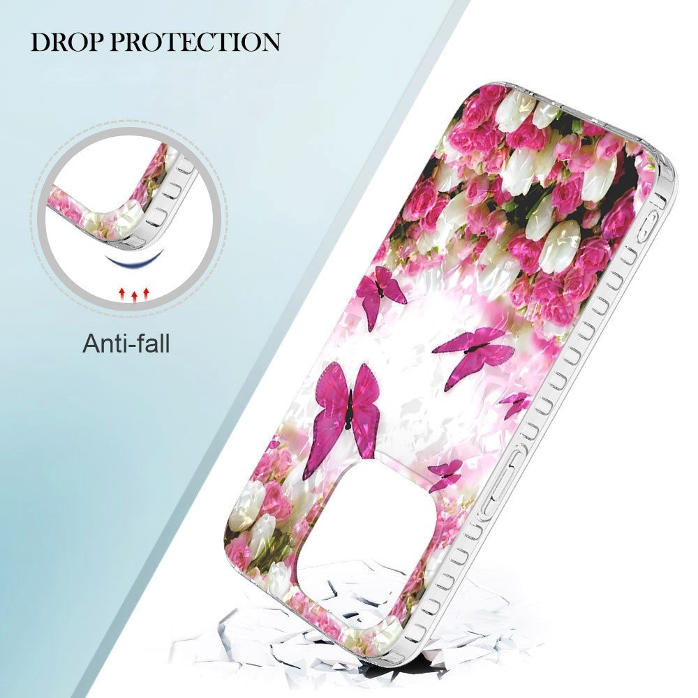 iPhone 14 Pro Fleksibel Plastik Cover - Dansende Sommerfugle