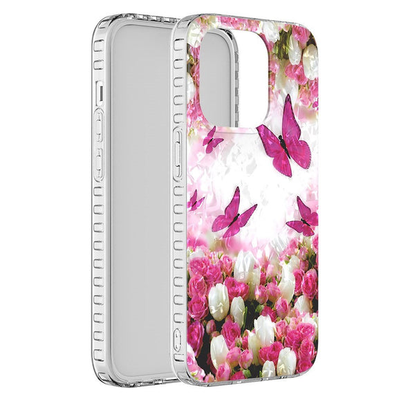 iPhone 14 Pro Fleksibel Plastik Cover - Dansende Sommerfugle
