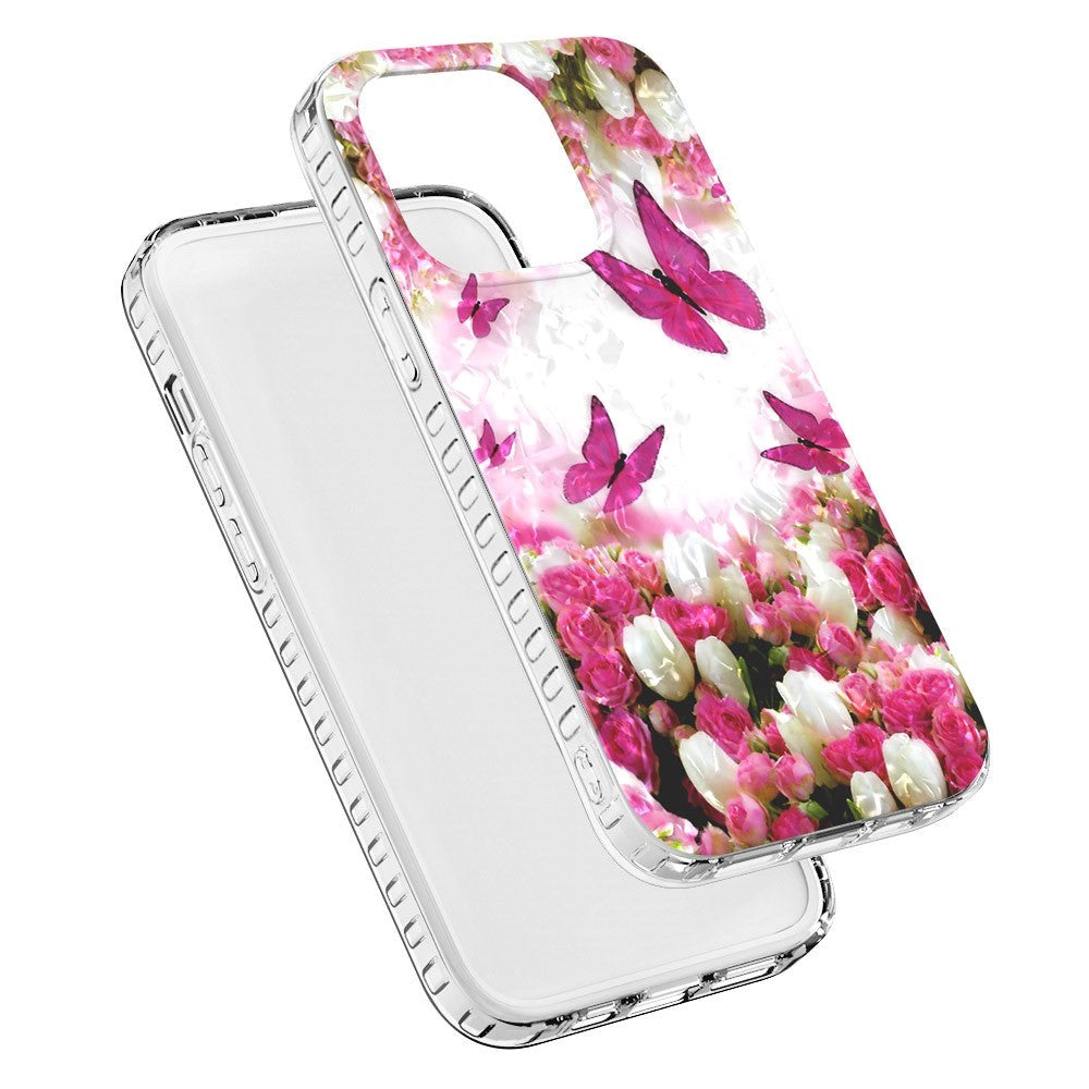 iPhone 14 Pro Fleksibel Plastik Cover - Dansende Sommerfugle