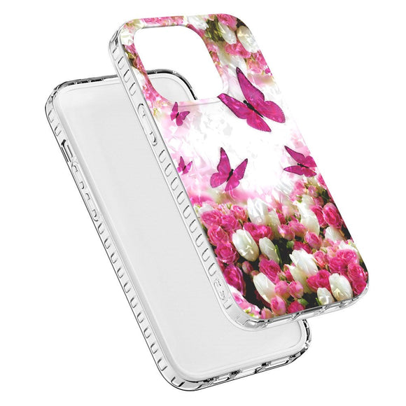 iPhone 14 Pro Fleksibel Plastik Cover - Dansende Sommerfugle