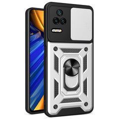 Xiaomi Poco F4 Håndværker Cover m. Magnetisk Kickstand & Cam Slider - Sølv
