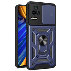 Xiaomi Poco F4 Håndværker Cover m. Magnetisk Kickstand & Cam Slider - Mørkeblå