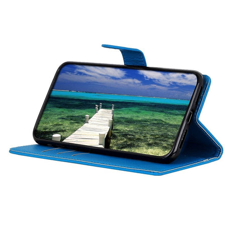 Samsung Galaxy M13 Litchi Læder Cover m. Pung - Blå