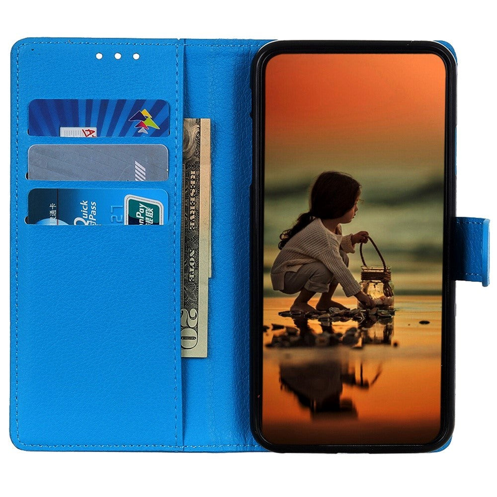 Samsung Galaxy M13 Litchi Læder Cover m. Pung - Blå