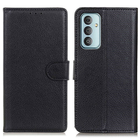 Samsung Galaxy M13 Litchi Læder Cover m. Pung - Sort