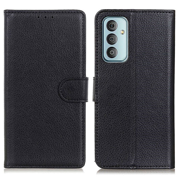 Samsung Galaxy M13 Litchi Læder Cover m. Pung - Sort