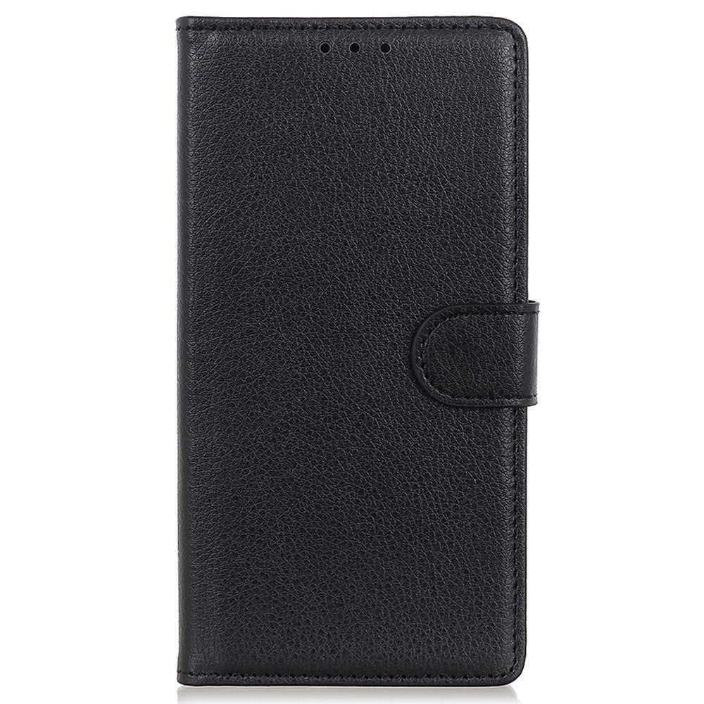 Samsung Galaxy M13 Litchi Læder Cover m. Pung - Sort