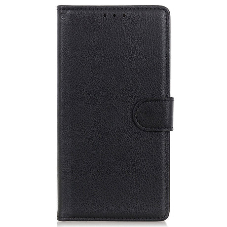 Samsung Galaxy M13 Litchi Læder Cover m. Pung - Sort