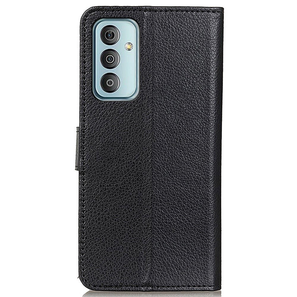 Samsung Galaxy M13 Litchi Læder Cover m. Pung - Sort