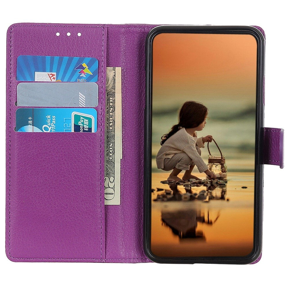 Samsung Galaxy M13 Litchi Læder Cover m. Pung - Lilla